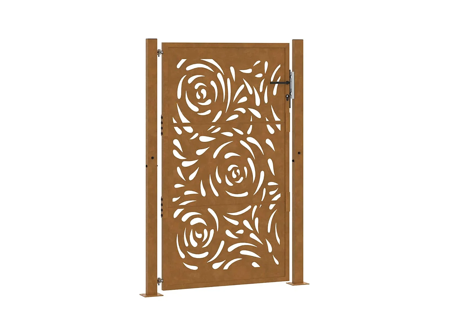 Puerta de jardín de acero resistente a la intemperie con diseño de llama