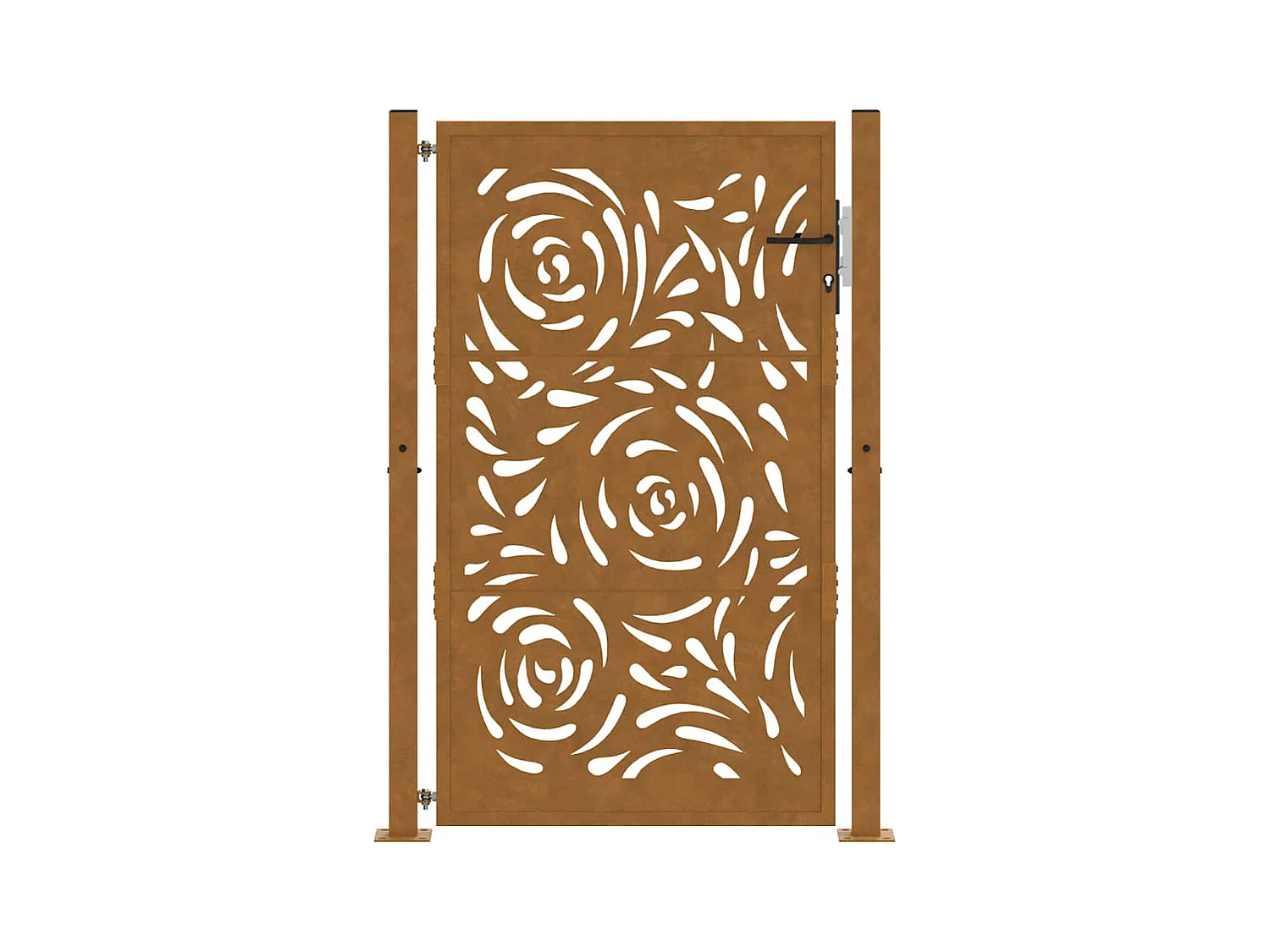 Puerta de jardín de acero resistente a la intemperie con diseño de llama