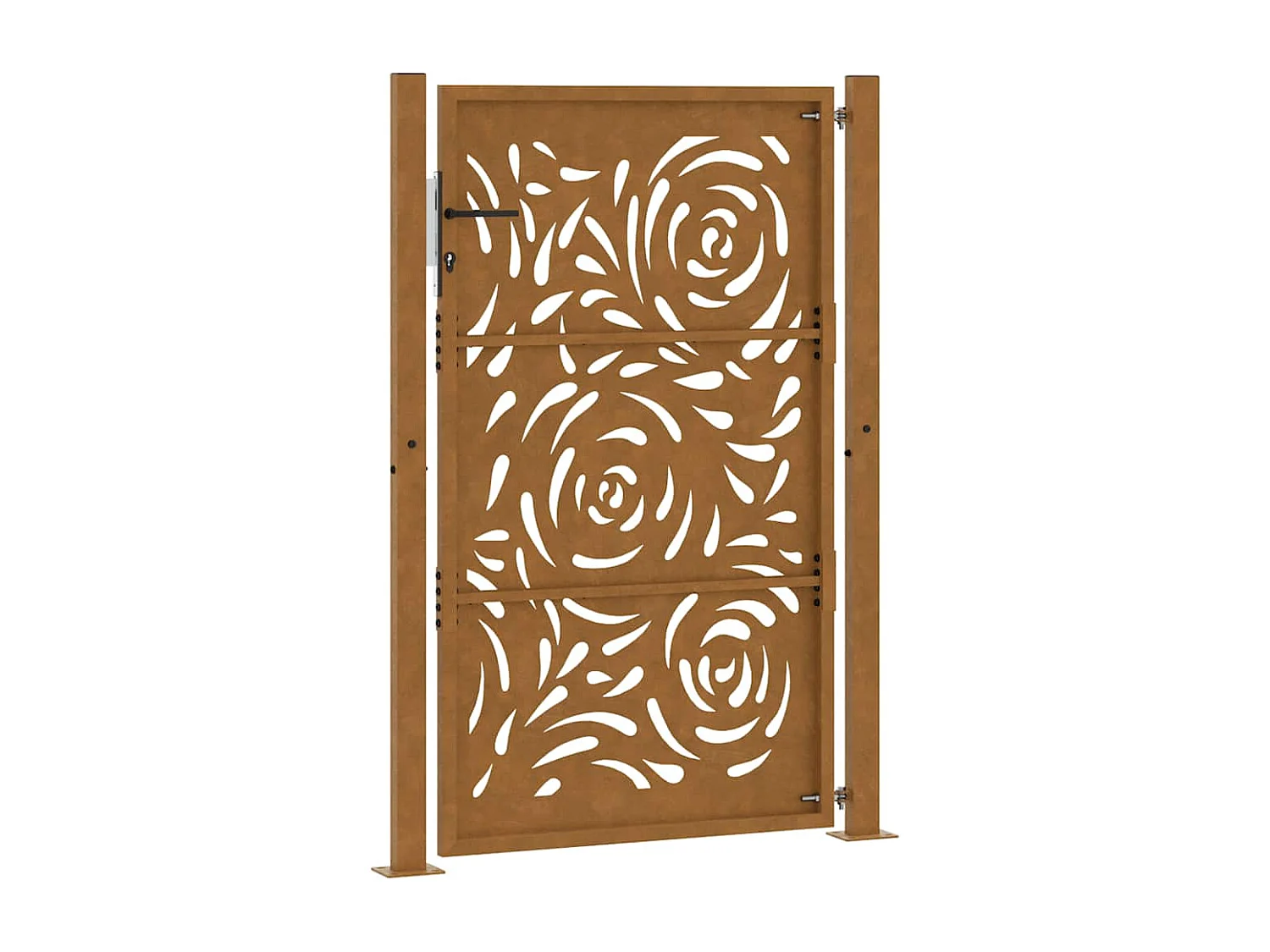 Puerta de jardín de acero resistente a la intemperie con diseño de llama