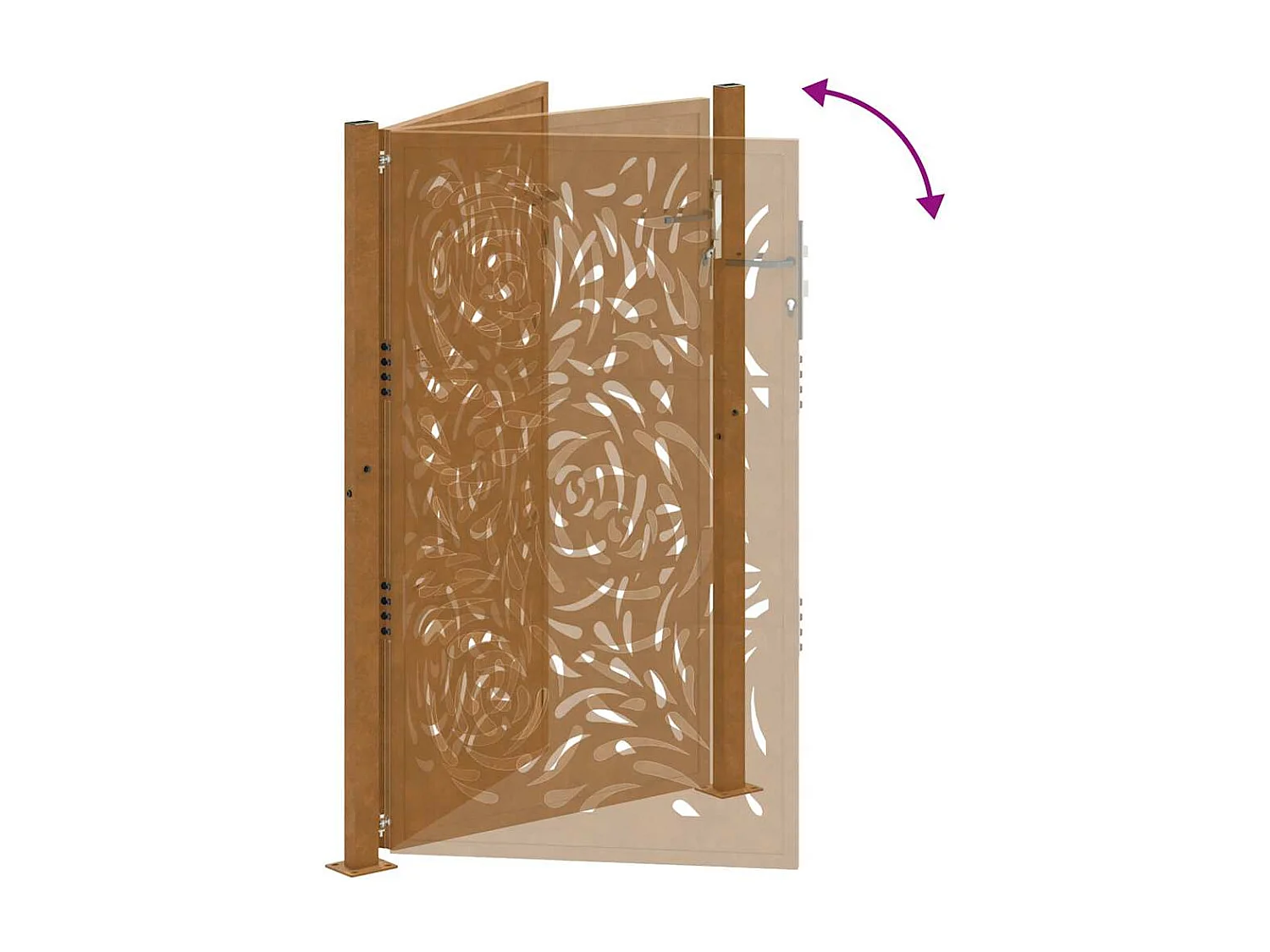 Puerta de jardín de acero resistente a la intemperie con diseño de llama