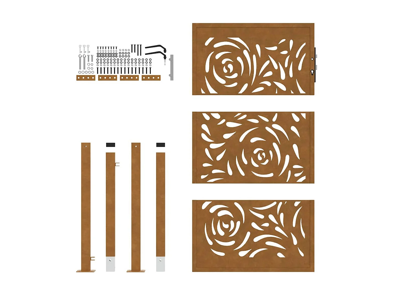 Cancello da giardino in acciaio resistente alle intemperie con motivo a fiamma