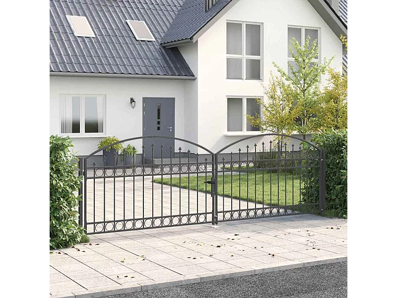 Portail de clôture Autre Gris 400 x 125 cm Acier