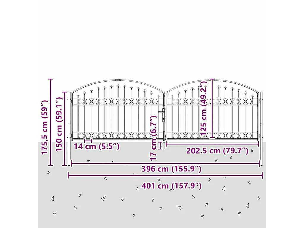 Cancello per recinzione Altro Grigio 400 x 125 cm Acciaio