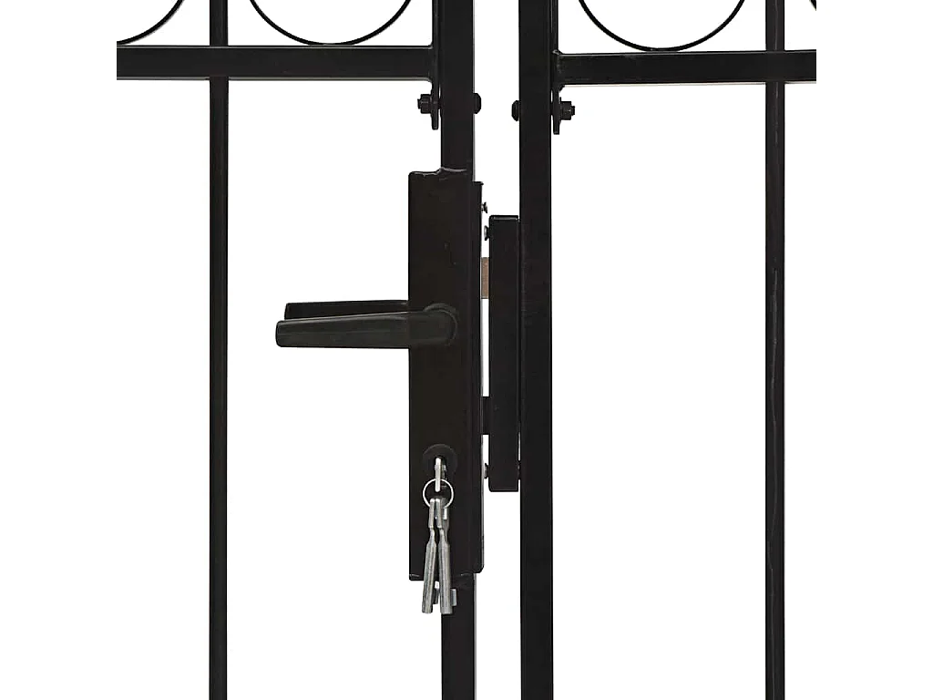 Puerta doble con arco superior Acero 400x150 cm Negro