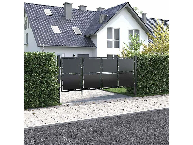 Puerta de jardín de acero 350 x 125 cm Antracita