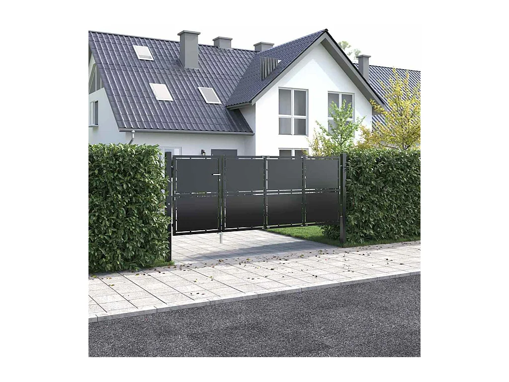 Gartentor Stahl 350 x 125 cm Anthrazit