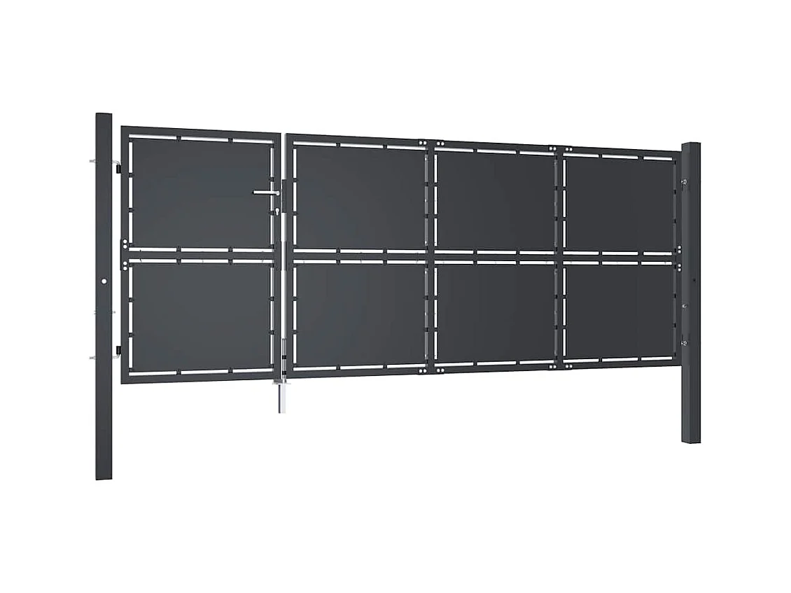 Puerta de jardín de acero 350 x 125 cm Antracita