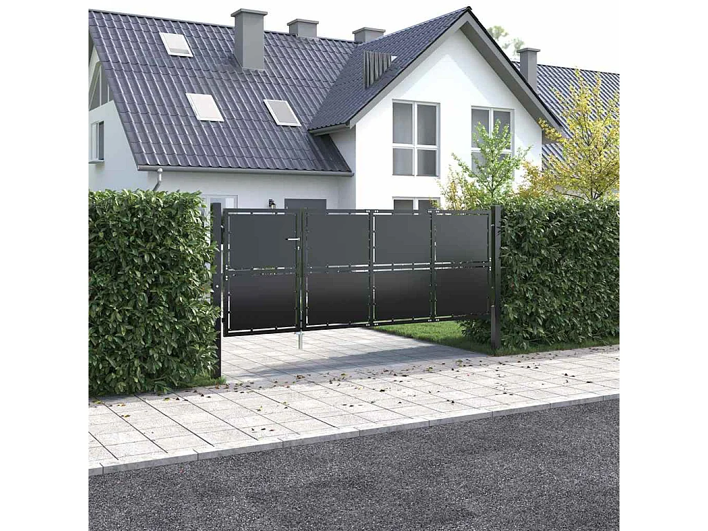 Puerta de jardín de acero 350 x 125 cm Antracita