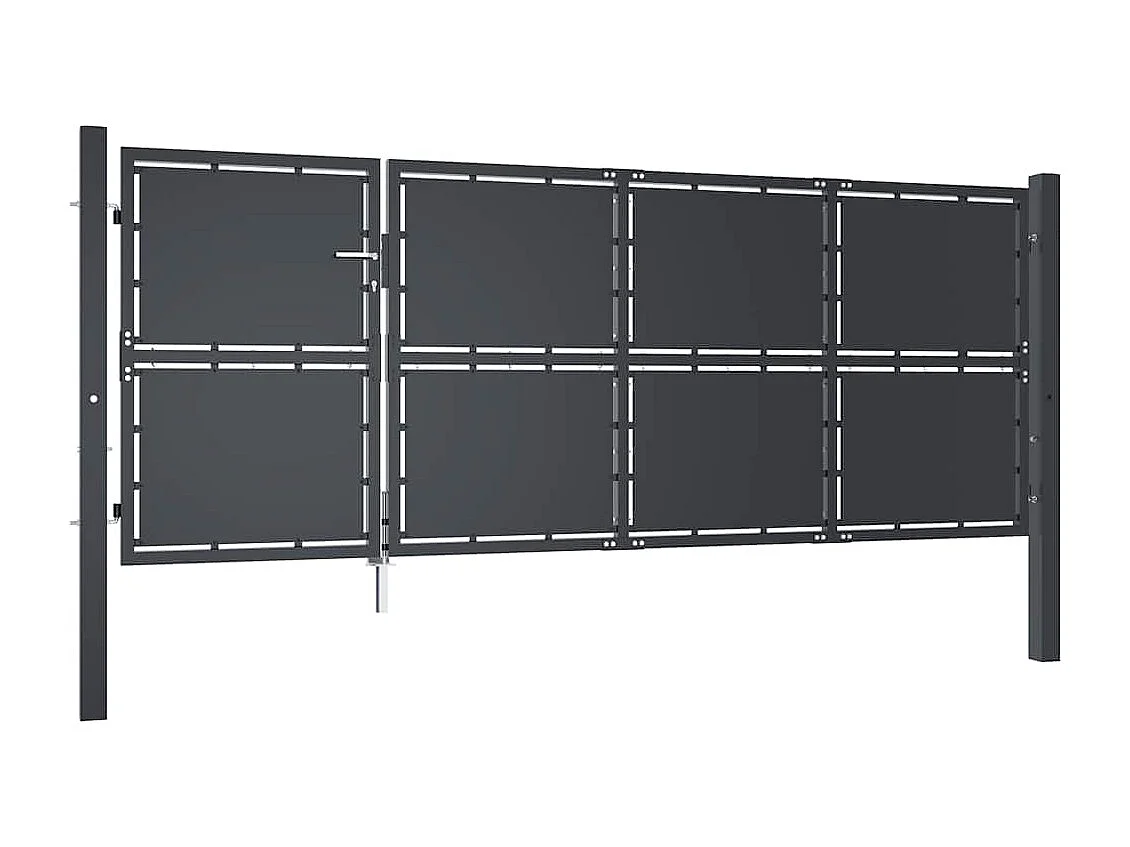 Puerta de jardín de acero 350 x 125 cm Antracita