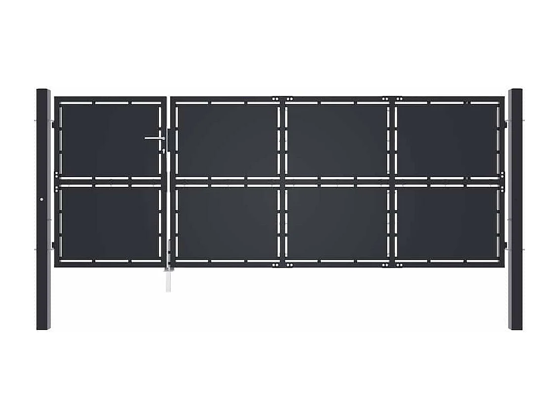 Puerta de jardín de acero 350 x 125 cm Antracita
