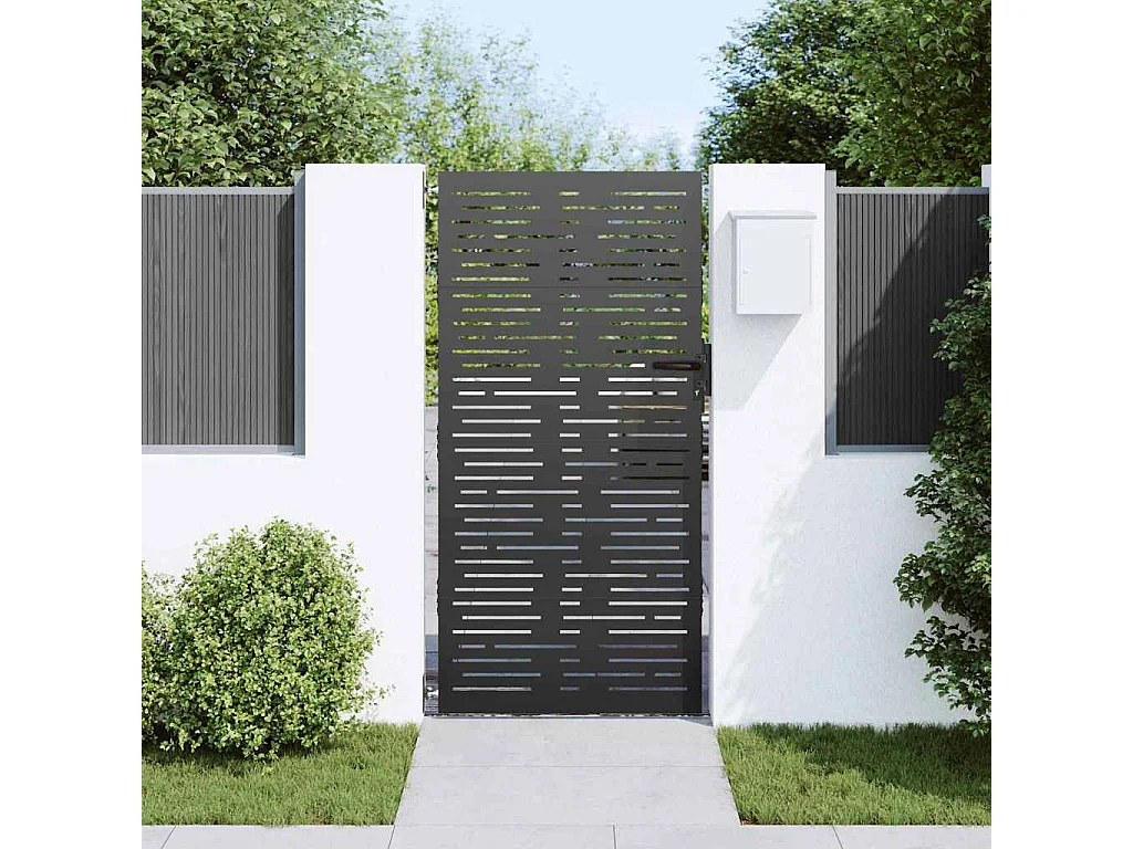 Puerta de jardín, Puerta de jardín 85x100 cm diseño cuadrado en acero corten