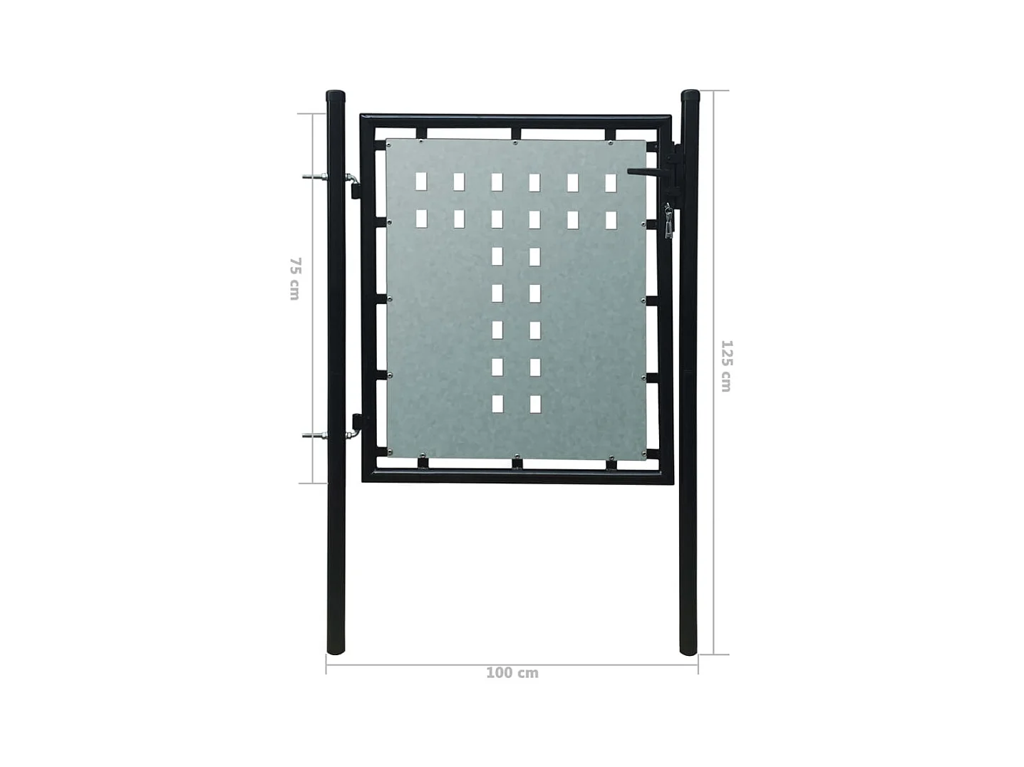 Cancello singolo per recinzione Nero 100x125 cm