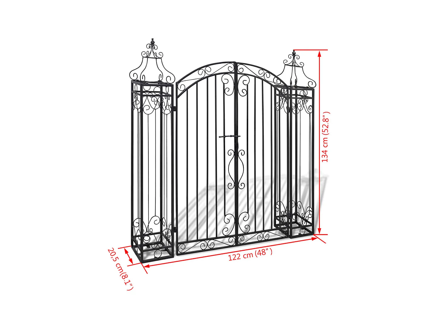 Cancello ornamentale da giardino in ferro battuto 122 x 20,5 x 134 cm