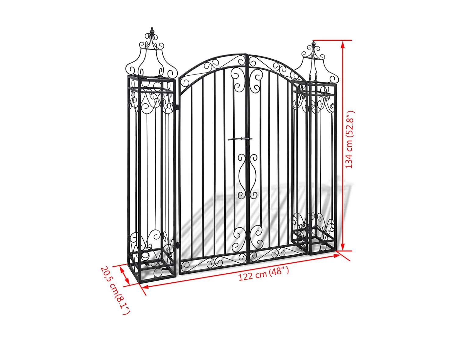 Portillon ornemental de jardin Fer forgé 122 x 20,5 x 134 cm