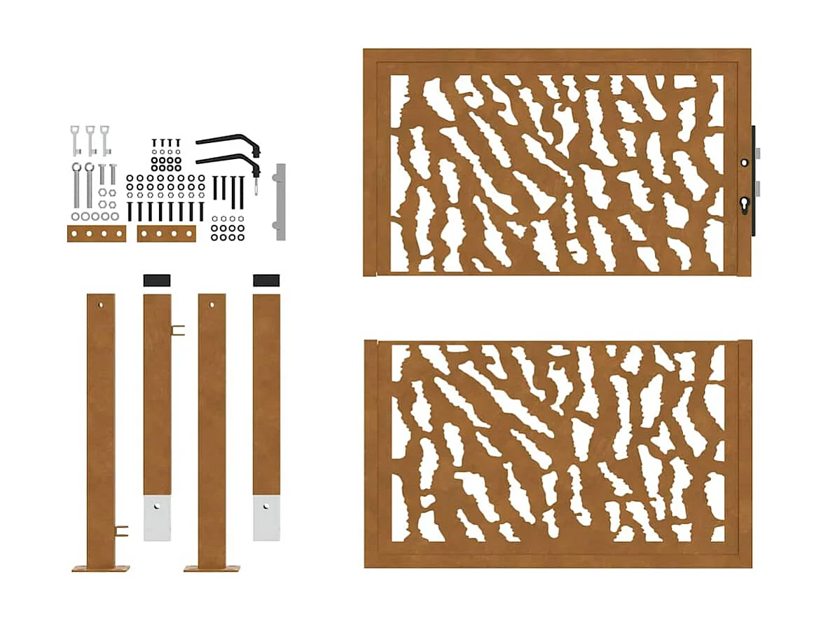 Cancello da giardino in acciaio resistente alle intemperie con motivo traforato