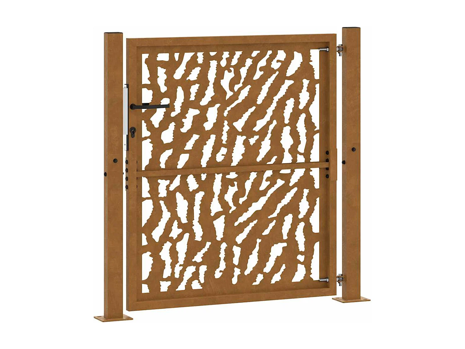 Cancello da giardino in acciaio resistente alle intemperie con motivo traforato