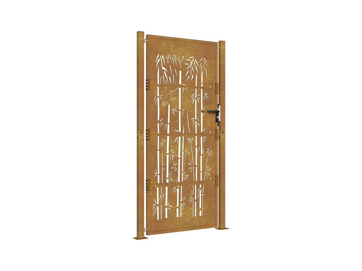 Puerta de jardín 105x205 cm acero corten diseño bambú