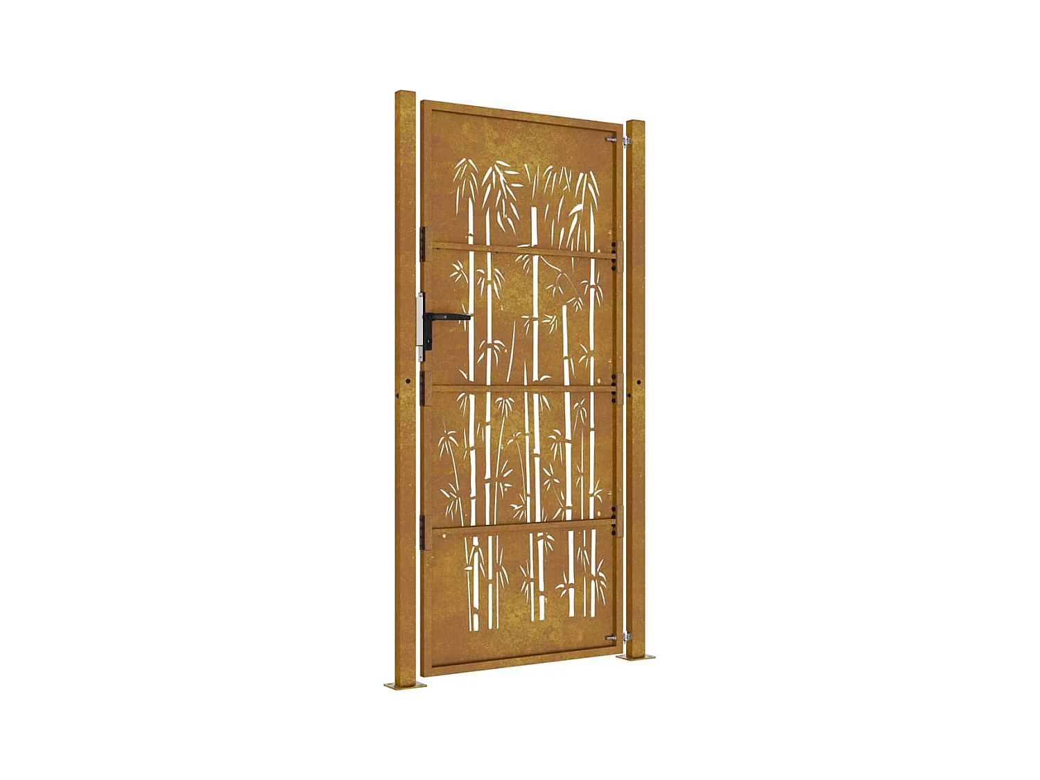 Puerta de jardín 105x205 cm acero corten diseño bambú
