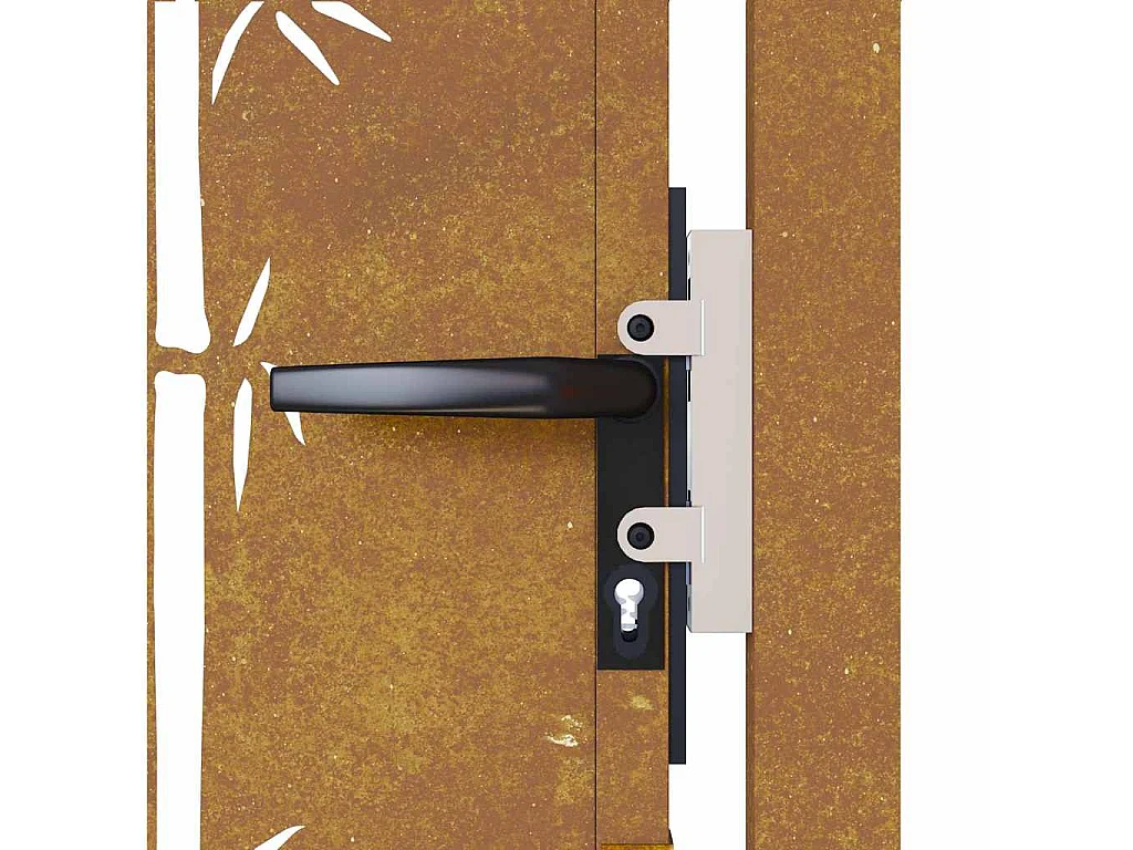 Puerta de jardín 105x205 cm acero corten diseño bambú