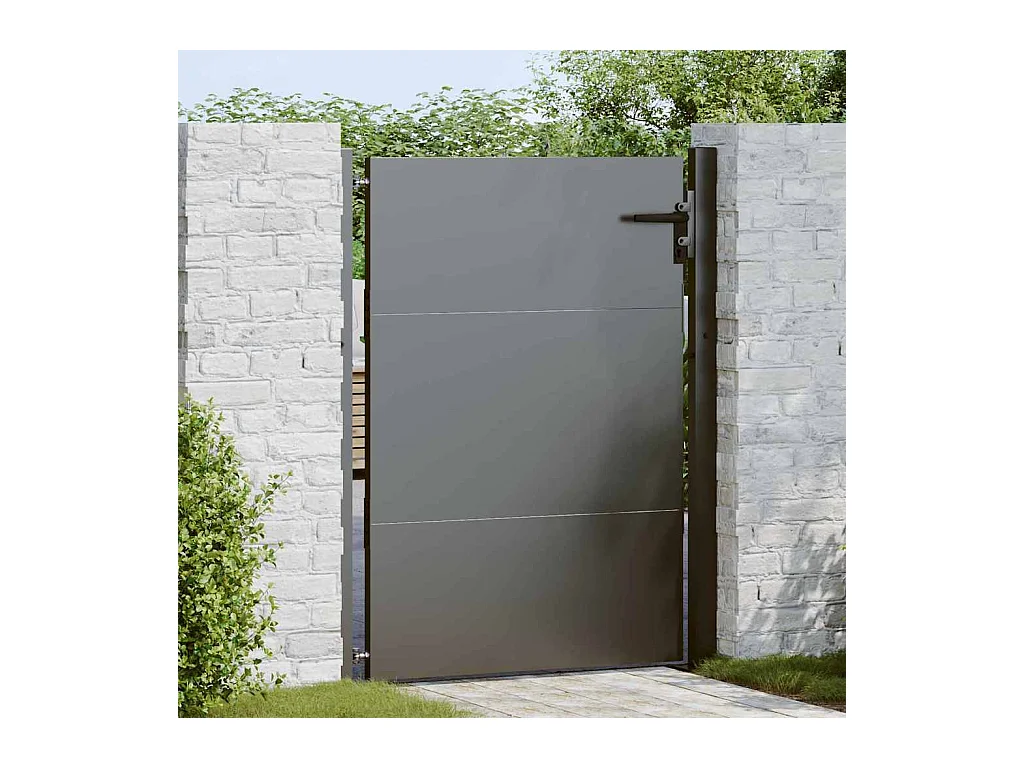 Porte de Jardin Noir 105 x 150 cm Acier peint par poudre