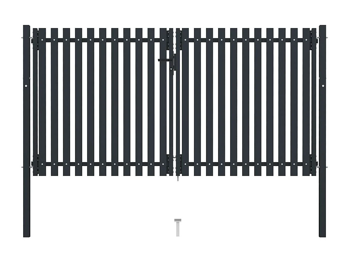 Portail de clôture à double porte Acier 306x220 cm Anthracite