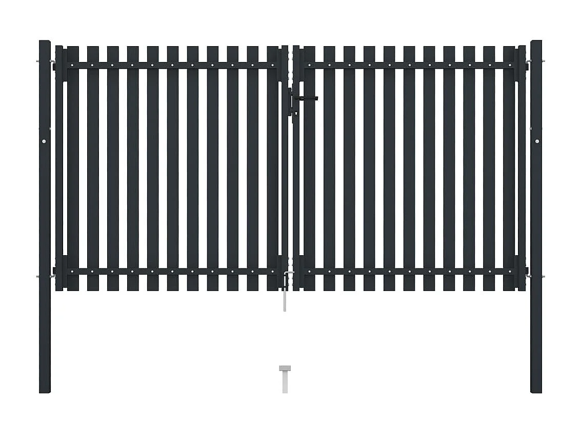 Portail de clôture à double porte Acier 306x220 cm Anthracite