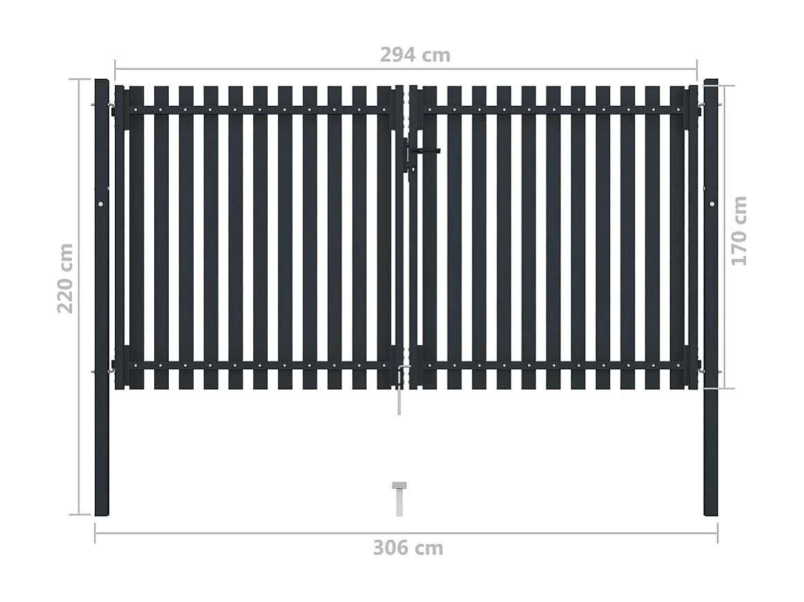 Portail de clôture à double porte Acier 306x220 cm Anthracite