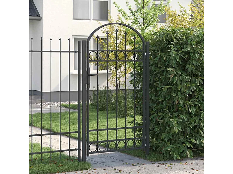 Porte de Clôture Gris 100 x 175 cm Acier peint par poudre