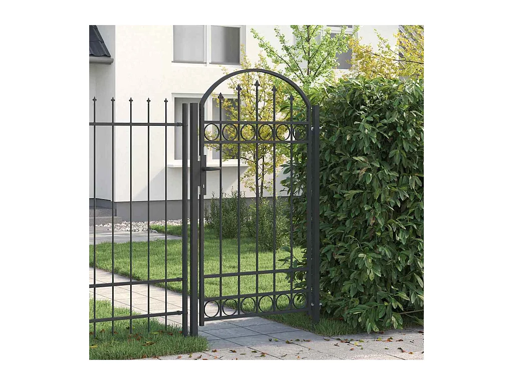 Cancello per recinzione grigio 100 x 175 cm in acciaio verniciato a polvere