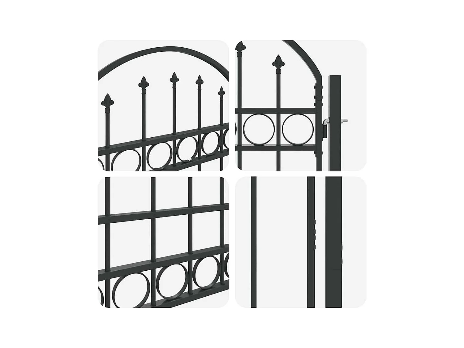 Cancello per recinzione grigio 100 x 175 cm in acciaio verniciato a polvere