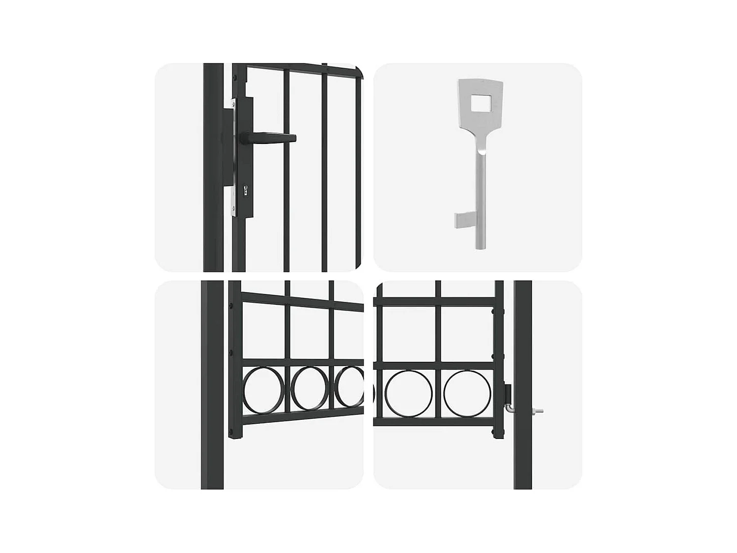 Cancello per recinzione grigio 100 x 175 cm in acciaio verniciato a polvere