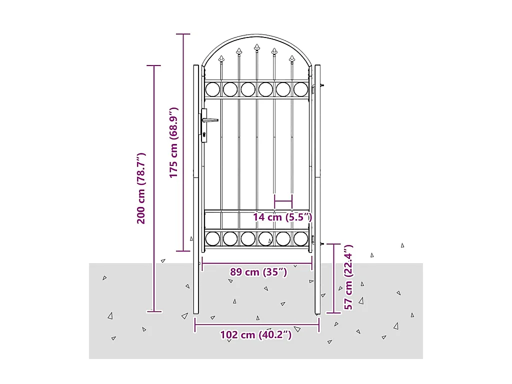 Cancello per recinzione grigio 100 x 175 cm in acciaio verniciato a polvere