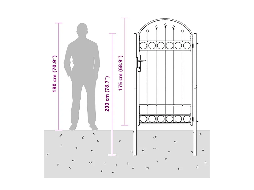 Cancello per recinzione grigio 100 x 175 cm in acciaio verniciato a polvere