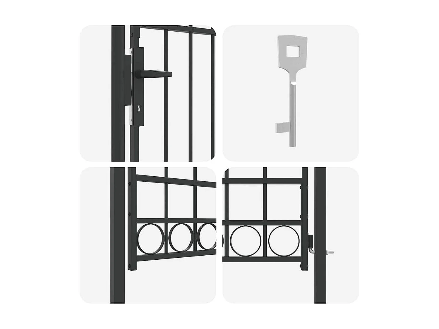 Cancello per recinzione grigio 100 x 175 cm in acciaio verniciato a polvere