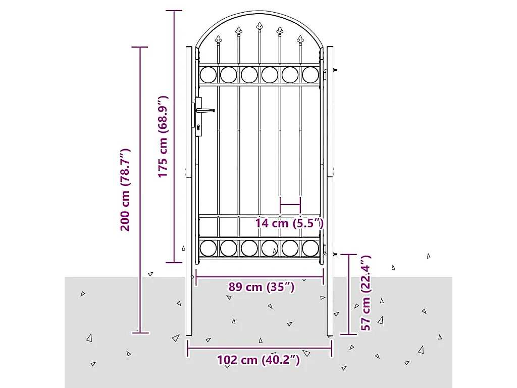 Cancello per recinzione grigio 100 x 175 cm in acciaio verniciato a polvere