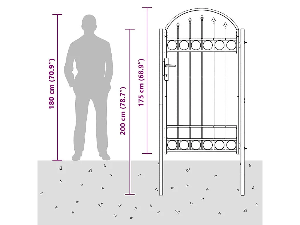 Cancello per recinzione grigio 100 x 175 cm in acciaio verniciato a polvere