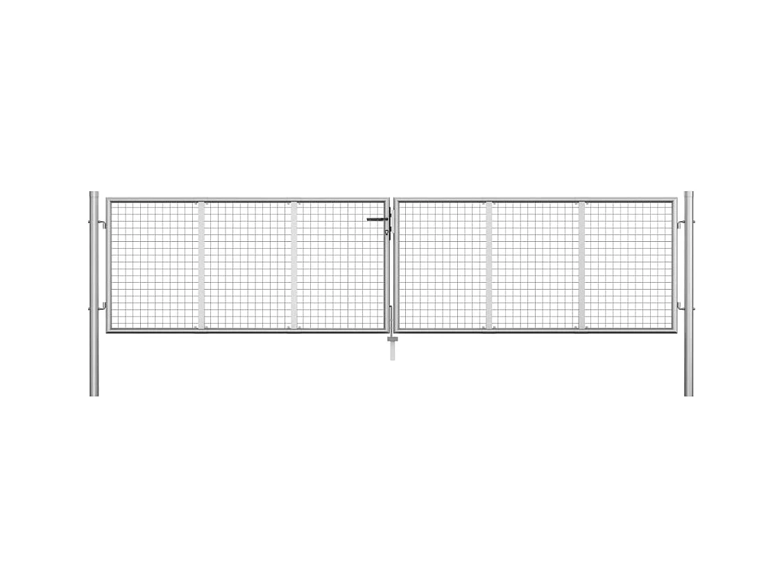 Puerta de jardín de acero galvanizado 415 x 75 cm color plata