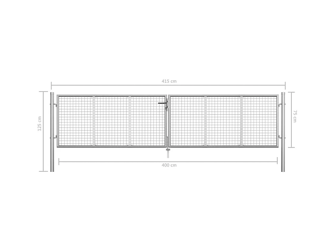 Puerta de jardín de acero galvanizado 415 x 75 cm color plata