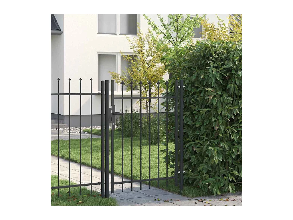 Cancello per recinzione grigio 100 x 120 cm in acciaio verniciato a polvere