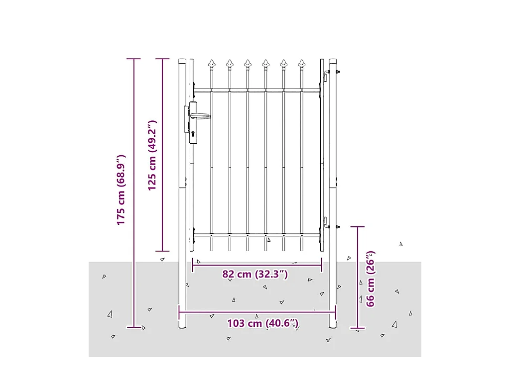 Cancello per recinzione grigio 100 x 120 cm in acciaio verniciato a polvere