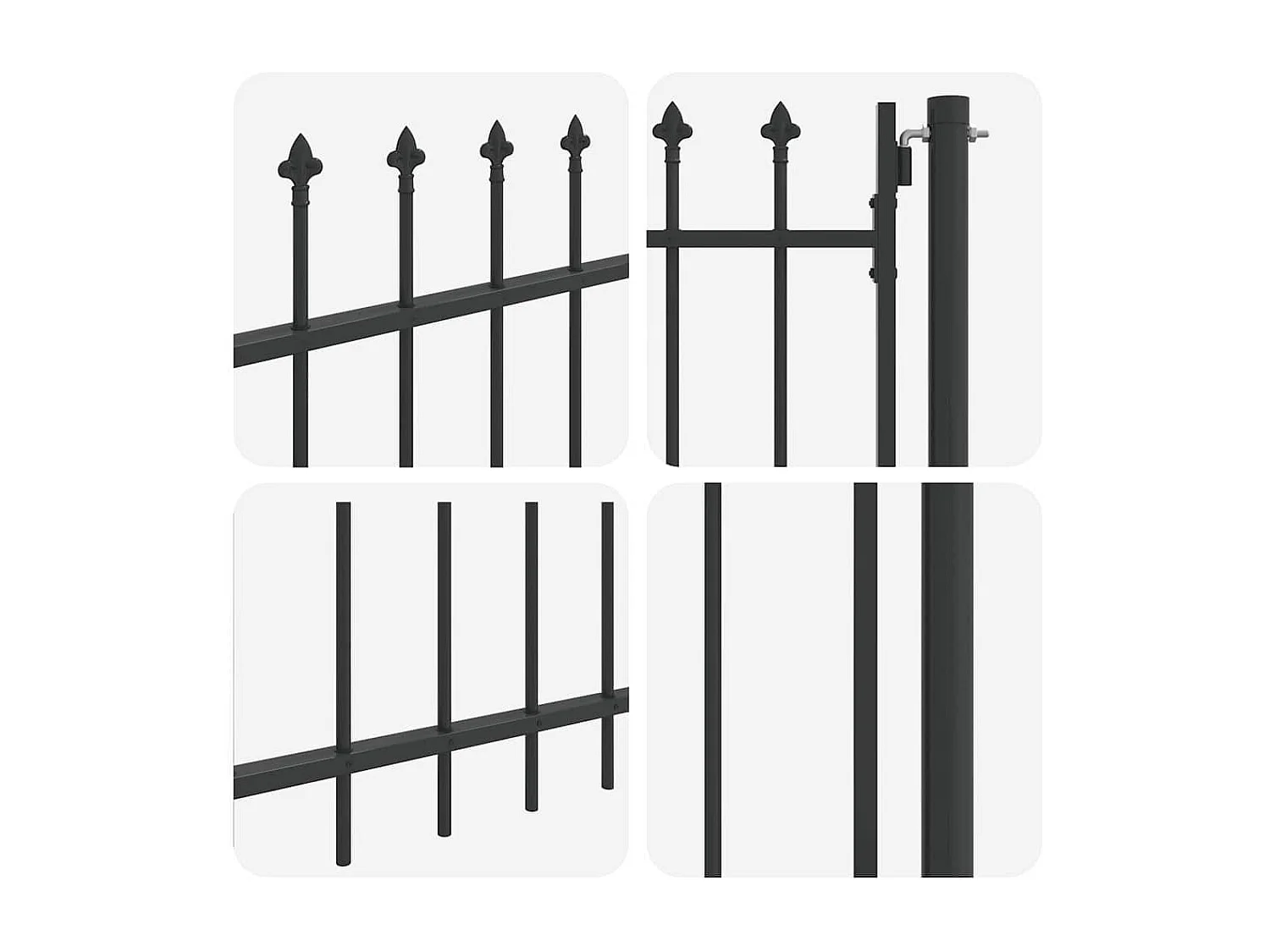 Porte de Clôture Gris 100 x 120 cm Acier revêtu de poudre