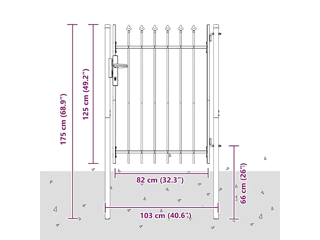 Porte de Clôture Gris 100 x 120 cm Acier revêtu de poudre