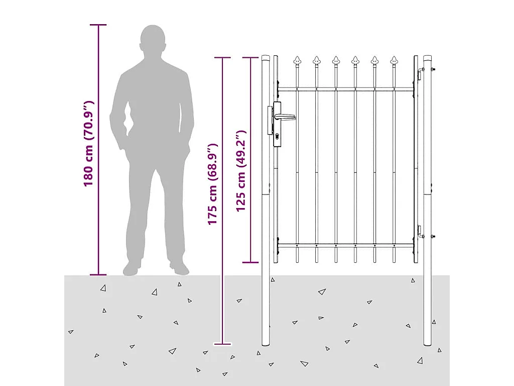 Porte de Clôture Gris 100 x 120 cm Acier revêtu de poudre