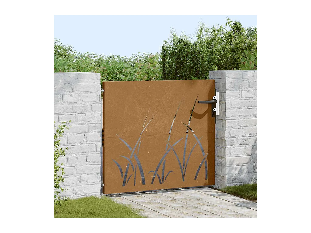 Tuinpoort 85x100 cm cortenstaal grasdesign