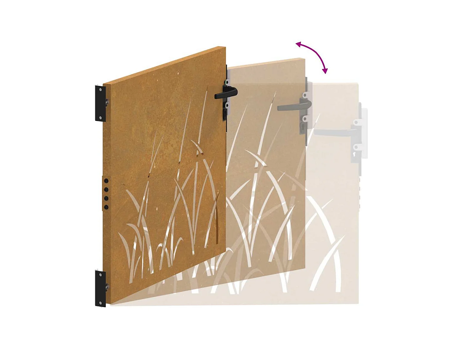 Tuinpoort 85x100 cm cortenstaal grasdesign