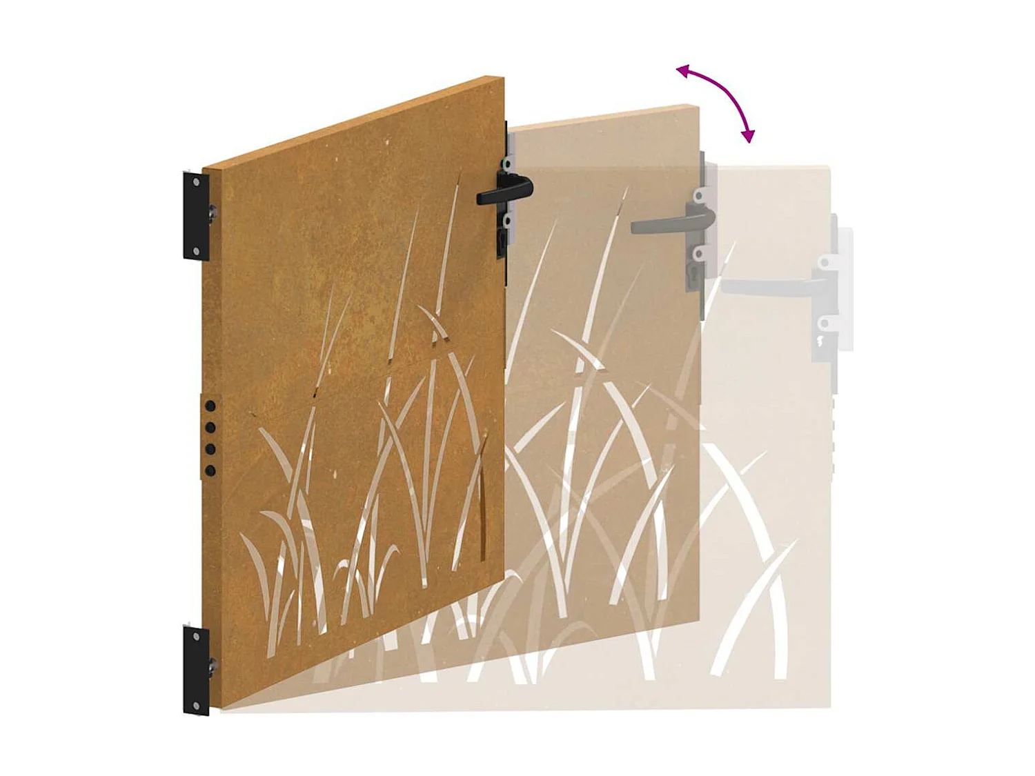 Cancello da giardino 85x100 cm in acciaio corten design erba