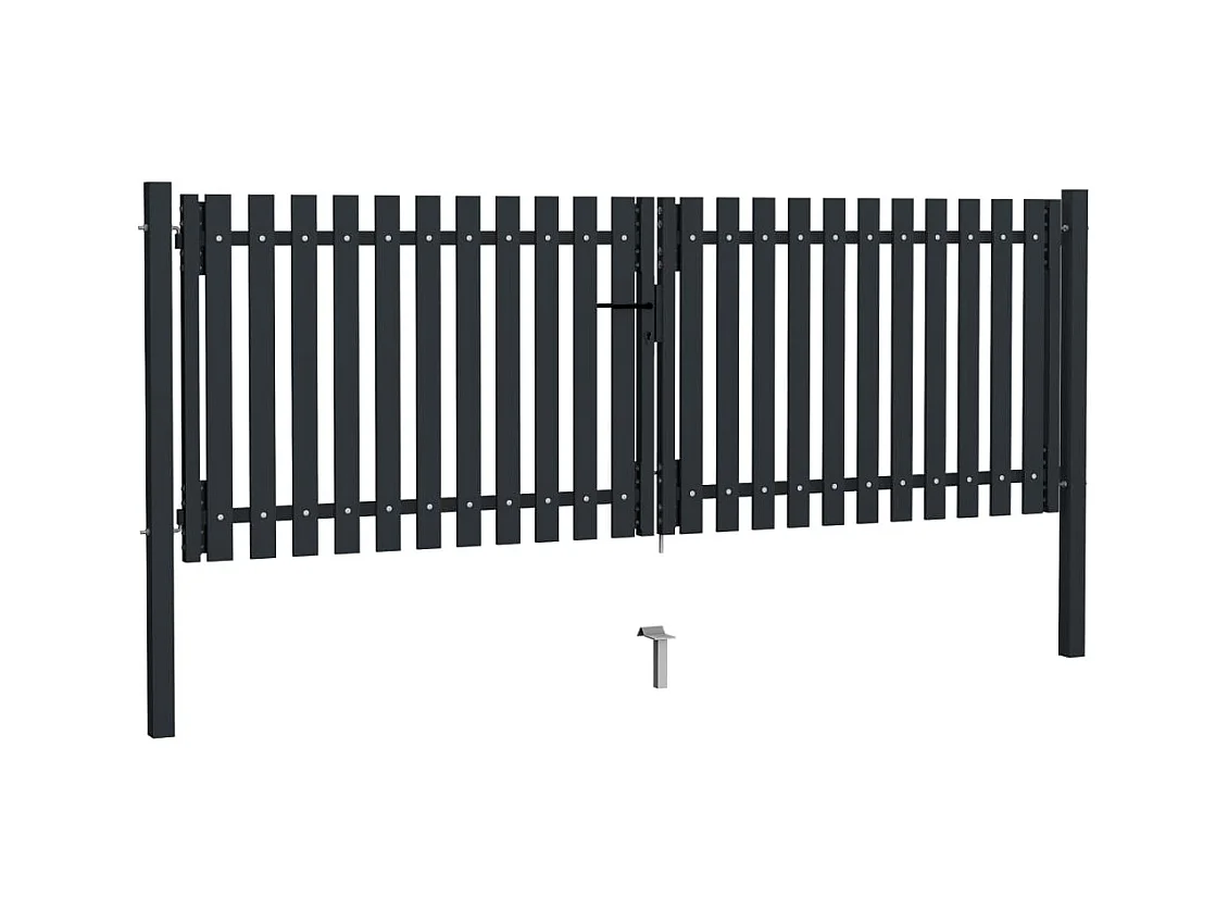 Portail de clôture à double porte Acier 306x175 cm Anthracite