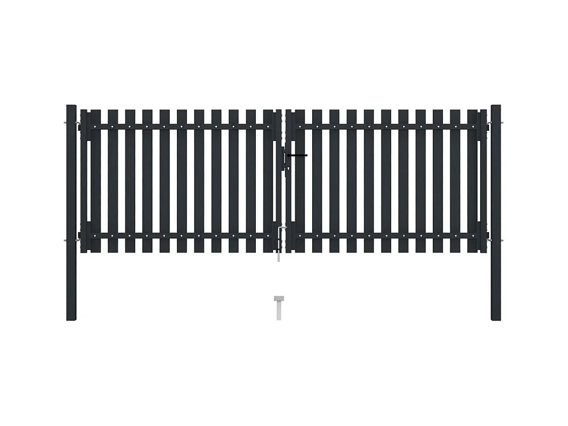 Portail de clôture à double porte Acier 306x175 cm Anthracite