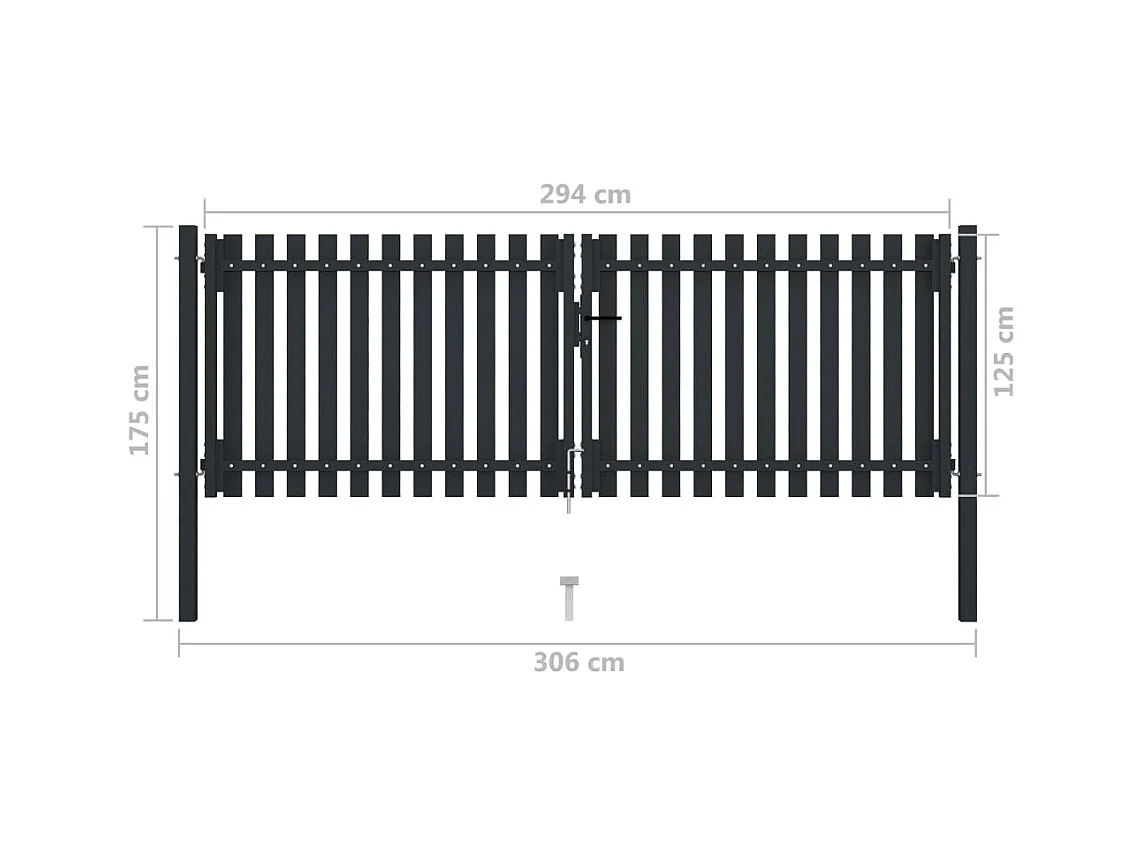Portail de clôture à double porte Acier 306x175 cm Anthracite