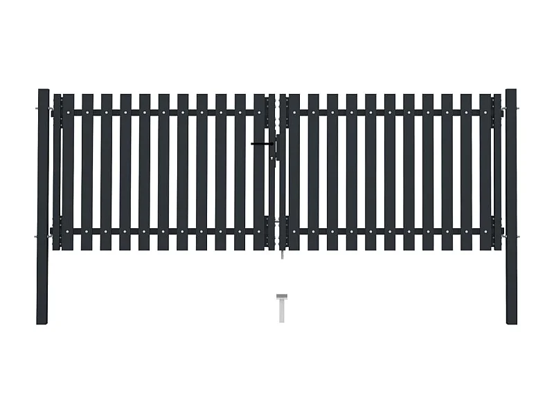 Portail de clôture à double porte Acier 306x175 cm Anthracite